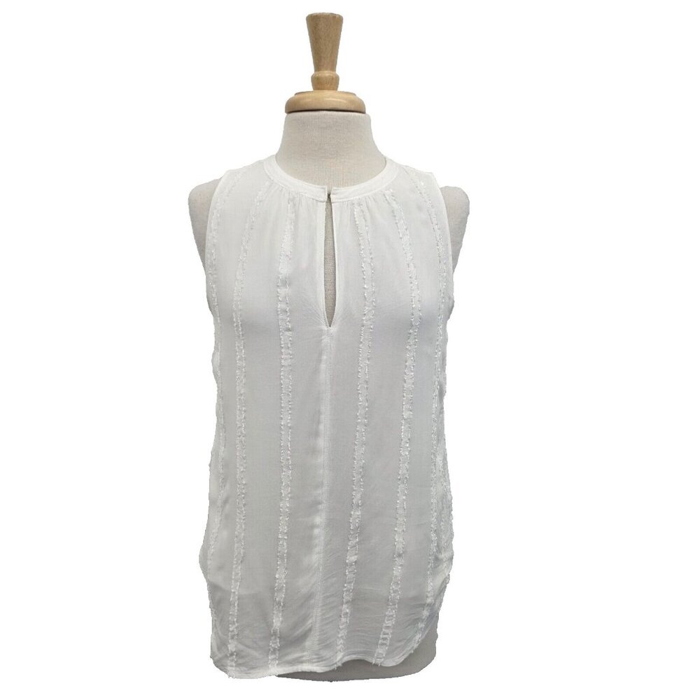 LOFT White Sleeveless Keyhole Striped Top Blouse Womens‎ Size M Lined
